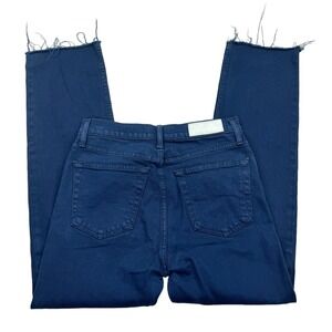 Re/Done Jeans Womens 26 Blue High Rise Stove Pipe Crop Raw Hem Denim Made USA